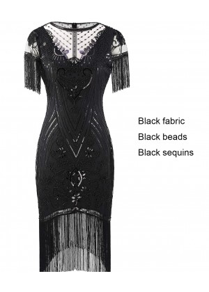 Black 1920s Flapper Costume lx1049-5