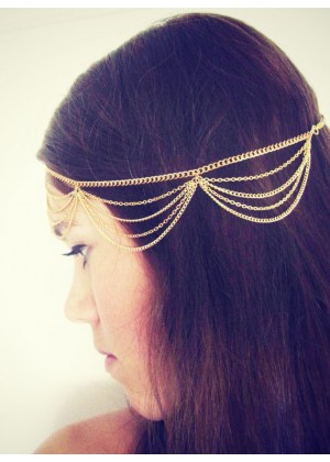 Bohemian Deco Vintage Hairband 20s  Flapper Chain Headband Great Gatsby Downton Wedding Boho Goddess