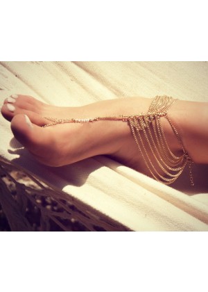 Bohemian Beach Multi Tassel Toe Anklet Chain Bracelet Barefoot Sandal Bridal Beach Foot Jewelry