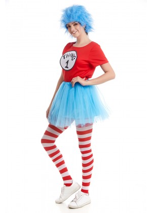 Women Dr Seuss Cat In The Hat Thing Costume Set