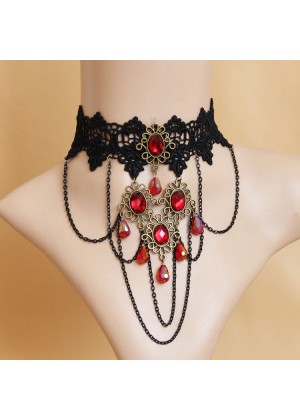 Women Vintage Victorian Gothic Lolita Lace Rose Necklace Collar Choker Halloween Costume