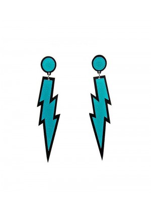 Blue Glitter Lightning Rock Star 80s Earrings