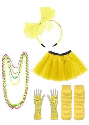 Yellow 80s accessory set