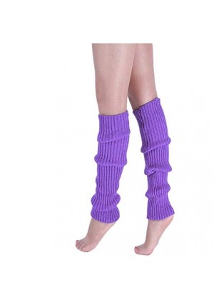 Purple Licensed Womens Pair of Party Legwarmers Knitted Dance 80s Costume Leg Warmers