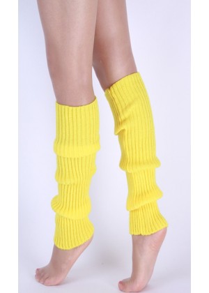 Yellow Licensed Womens Pair of Party Legwarmers Knitted Dance 80s Costume Leg Warmers