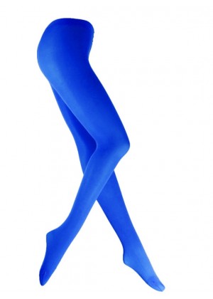 Royal Blue 80s 70s Disco Opaque Womens Pantyhose Stockings Hosiery Tights 80 Denier tt1067-13