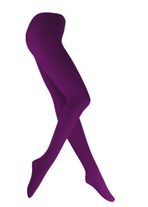 Dark Purple 80s 70s Disco Opaque Womens Pantyhose Stockings Hosiery Tights 80 Denier