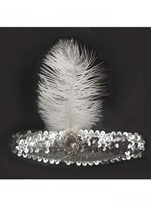Silver 1920s Headband Feather Vintage Bridal Great Gatsby Flapper Headpiece gangster ladies