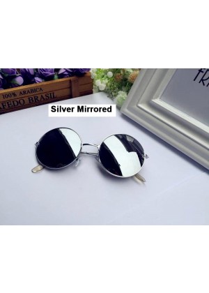 Silver Mirrored Glasses 1980s Round Frame
