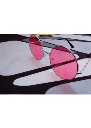 Pink Retro 80s Round Frame Glasses 1980s