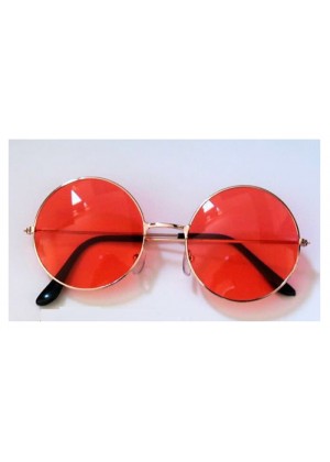 Watermelon Red Glasses 1980s Round Frame