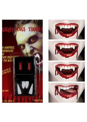 4Pc Vampire Wolf Fangs Tooth Cap Blood Tube Zombie tt1212