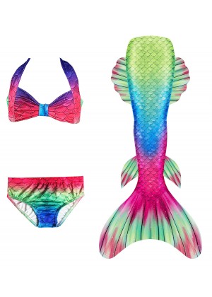Kids Mermaid Costume Tail Monofin Swimsuit Bikini Set