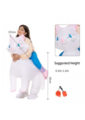 Kids Inflatable White Cat Kitten Rider on Halloween Costume