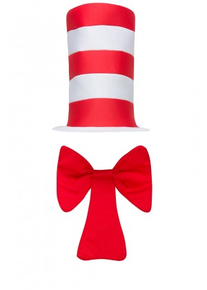 Kids Stripe Cat in the Hat Bow Tie Children Accessories Boys Girls Book Week Dr Seuss