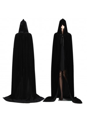 Black Adult Hooded Cloak Cape Wizard Costume