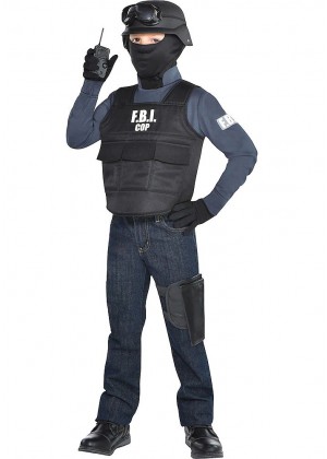 Kids Unisex FBI Police Officer Costume tt3254
