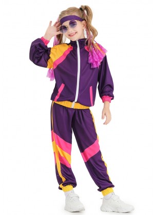 Pink Boys and Girls Unisex 80s Shell Suit Tracksuit  tt3331purple