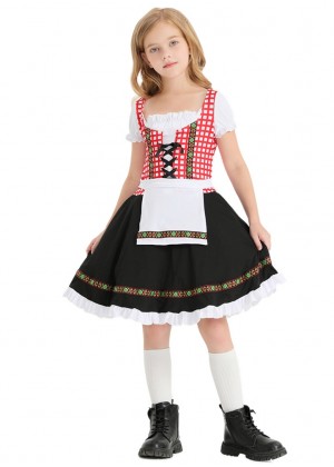 Girls Oktoberfest Beer Maid Kids Dress tt3338red