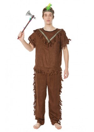 Mens Noble Warrior Native American Indian Halloween Fancy Dress Adult Costume