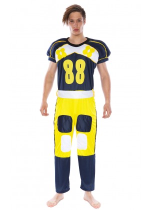 Football Player Costumes - Mens American Football Player Fancy Dress Costume Jumpsuit Outfit