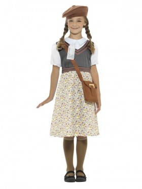 Girls War Time 40s WW2 School Girl Evacuee Fancy Dress Costume World Book Kids Party
