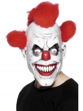  Adult Mens Scary Clown 3/4 Mask With Hair Horror Circus Halloween Costume Accessory