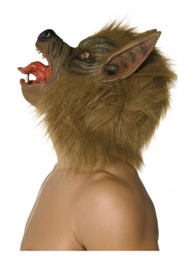 Unisex Brown Wolf Mask Latex Animal