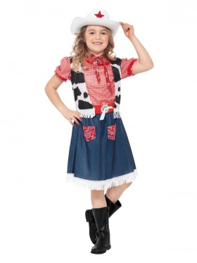 Cowgirl Sweetie Kids Girls Childrens Western Wild West Cowboy Dress Costume + Hat
