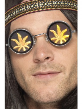 Adult Holographic Marijuana Glasses 1960s 60s Groovy Hippie 70s Hippy Hippie Costume Accessories