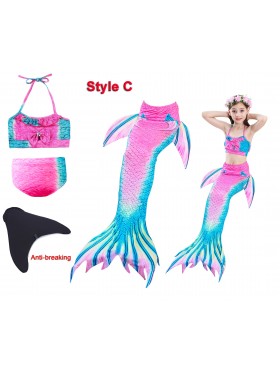 Kids Mermaid Tail Swimsuit Costume with Monofin