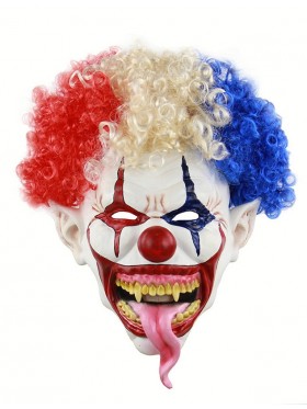 Adult Scary Evil Halloween Mask Latex Foam Clown with Hair