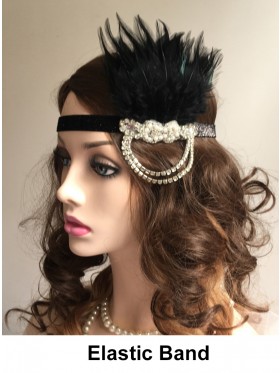 Ladies Black 20s Vintage Flapper Headband