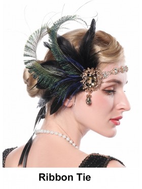 Ladies 1920s Feather Gatsby Flapper Headpiece