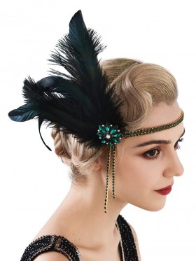 Ladies Black 20s Flapper Headband