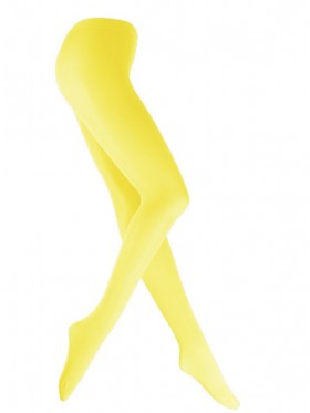 Lemon Yellow 80s 70s Disco Opaque Womens Pantyhose Stockings Hosiery Tights 80 Denier