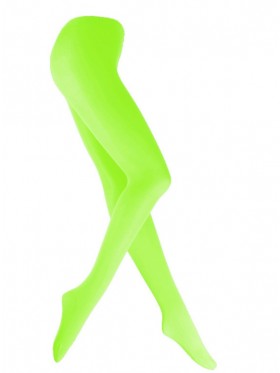 Neon Green 80s 70s Disco Opaque Womens Pantyhose Stockings Hosiery Tights 80 Denier