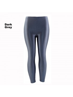 Dark Grey 80s Shiny Neon Costume Leggings Stretch Fluro Metallic Pants Gym Yoga Dance