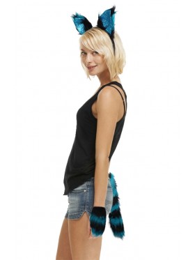 Fox Wolf Tails Ears and Gloves Accessory Blue