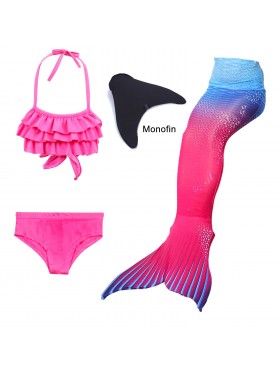 Girl Kids Swimmable Mermaid Tail With Monofin Bikini Bathing Swimsuit Costume tails