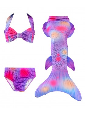 Kids Purple Mermaid Tail Swimsuit Costume