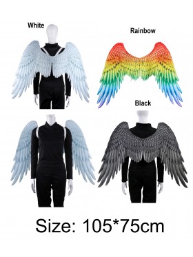 Black White Rainbow Angel Fairy Wings 75 x 105cm