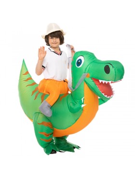 Kids Green T-Rex Ride on Inflatable Costume 