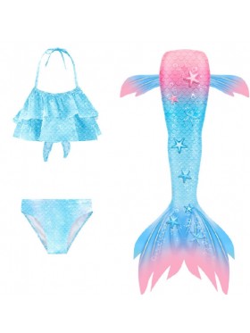 Kids Mermaid Costume Tail Swimsuit Bikini with Monofin