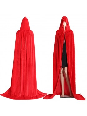 Red Adult Hooded Cloak Cape Wizard Costume