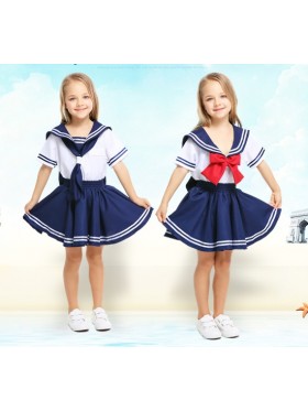 Kids Sea Sweetie Girls Navy Sailor Uniform Rockabilly Costume Dress