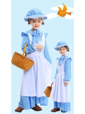 Victorian Maid Miss Historical Pioneer Colonial Girls Kids Olden Days Book Week Costume