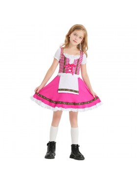 Pink Girls Oktoberfest Beer Maid Kids Dress