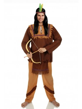 Mens Noble Warrior Native American Indian Halloween Fancy Dress Adult Costume
