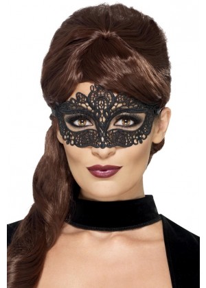 Embroidered Black Lace Filigree Eyemask Masquerade Halloween Accessory